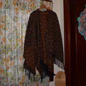 leopard print poncho scarf